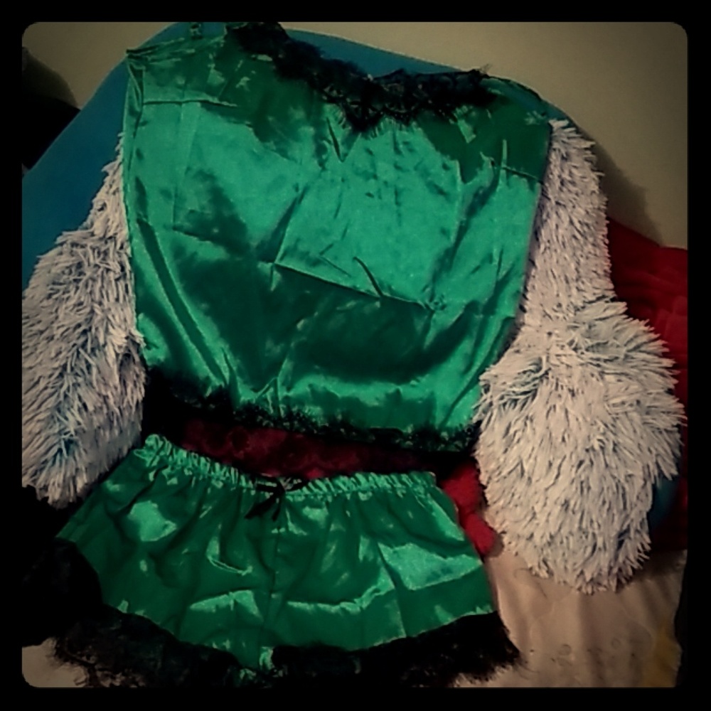 Green silk pajamas